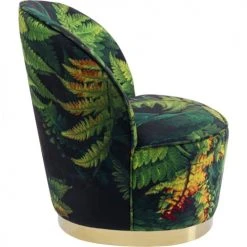 Kare Design Fauteuils Fauteuil En Velours Vert Imprimé Feuilles Et Acier Doré -Magasin De Chaises fauteuil en velours vert imprime feuilles et acier dore 4