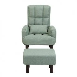 Beliani Fauteuils Fauteuil Et Repose-pieds En Tissu Vert -Magasin De Chaises fauteuil et repose pieds en tissu vert 2