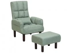 Beliani Fauteuils Fauteuil Et Repose-pieds En Tissu Vert