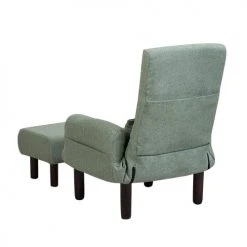 Beliani Fauteuils Fauteuil Et Repose-pieds En Tissu Vert -Magasin De Chaises fauteuil et repose pieds en tissu vert 3