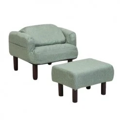 Beliani Fauteuils Fauteuil Et Repose-pieds En Tissu Vert -Magasin De Chaises fauteuil et repose pieds en tissu vert 4