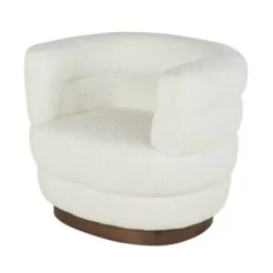 Maisons Du Monde Fauteuils Fauteuil Imitation Fourrure écrue Et Pieds En Bois De Chêne