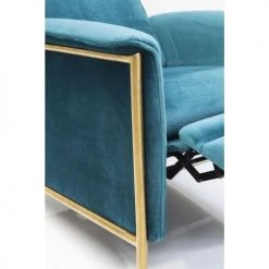 Kare Design Fauteuils Fauteuil Inclinable En Velours Bleu Pétrole Et Acier Doré -Magasin De Chaises fauteuil inclinable en velours bleu petrole et acier dore 2