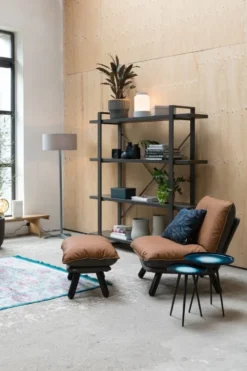 Zuiver Fauteuils Fauteuil Lounge En Cuir Marron -Magasin De Chaises fauteuil lounge en cuir marron 5