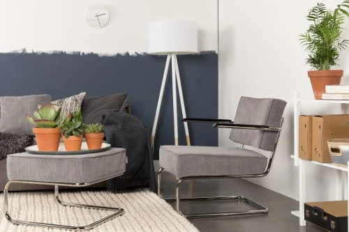 Fauteuil lounge en tissu cotelé gris froid Zuiver Fauteuils Fauteuil Lounge En Tissu Cotelé Gris Froid -Magasin De Chaises fauteuil lounge en tissu cotele gris froid 1