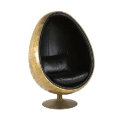 Maisons Du Monde Fauteuils Fauteuil Ćuf Indus En Cuir Noir