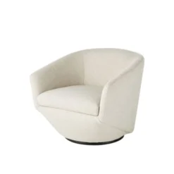 Maisons Du Monde Fauteuils Fauteuil Pivotant Blanc Chiné Et Pin