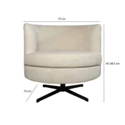 Now’s Home Fauteuils Fauteuil Pivotant En Velours Cotelé écru -Magasin De Chaises fauteuil pivotant en velours cotele ecru 5