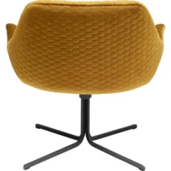Kare Design Fauteuils Fauteuil Pivotant En Velours Jaune Et Acier -Magasin De Chaises fauteuil pivotant en velours jaune et acier 2