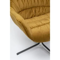 Kare Design Fauteuils Fauteuil Pivotant En Velours Jaune Et Acier -Magasin De Chaises fauteuil pivotant en velours jaune et acier 3