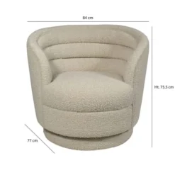 Now’s Home Fauteuils Fauteuil Pivotant Tissu En Bouclette Beige -Magasin De Chaises fauteuil pivotant tissu en bouclette beige 3