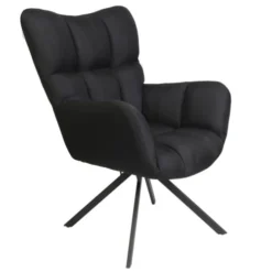 Altobuy Fauteuils Fauteuil Pivotant Tissu Noir Et Pieds Métal