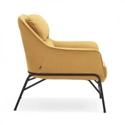 TEULAT Fauteuils Fauteuil Rembourré En Moutarde Et Pied En Métal -Magasin De Chaises fauteuil rembourre en moutarde et pied en metal 3