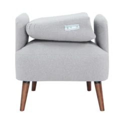 Drawer Fauteuils Fauteuil Rétro En Tissu Bouclette Pieds Bois Foncé Gris Clair -Magasin De Chaises fauteuil retro en tissu bouclette pieds bois fonce gris clair 4
