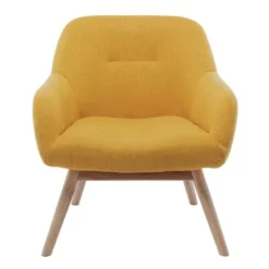 Moloo Fauteuils Fauteuil Tissu Curry Pieds Bois -Magasin De Chaises fauteuil tissu curry pieds bois 4