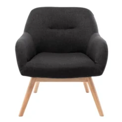 Moloo Fauteuils Fauteuil Tissu Gris Foncé Pieds Bois -Magasin De Chaises fauteuil tissu gris fonce pieds bois 4