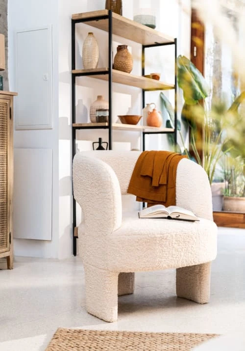 Fauteuil tripode à bouclettes blanches Maisons Du Monde Fauteuils Fauteuil Tripode à Bouclettes Blanches -Magasin De Chaises fauteuil tripode a bouclettes blanches 1000 16 29 209949 6