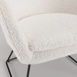 MACABANE Fauteuils Fauteuil Urban Tissu Bouclette Blanc Pieds évasés Métal Noir -Magasin De Chaises fauteuil urban tissu bouclette blanc pieds evases metal noir 4