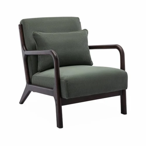 Fauteuil velours côtelé vert pieds bois d'hévéa Alice's Garden Fauteuils Fauteuil Velours Côtelé Vert Pieds Bois D'hévéa -Magasin De Chaises fauteuil velours cotele vert pieds bois d hevea