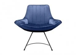Artecosy Fauteuils Fauteuil Velours Et Métal Noir Bleu