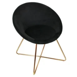 Altobuy Fauteuils Fauteuil Velours Noir Et Piétement Doré