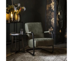 Magasin De Chaises -Magasin De Chaises fauteuil vintage accoudoirs metal en simili vert 1