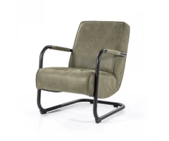 Meubles & Design Fauteuils Fauteuil Vintage Accoudoirs Métal En Simili Vert