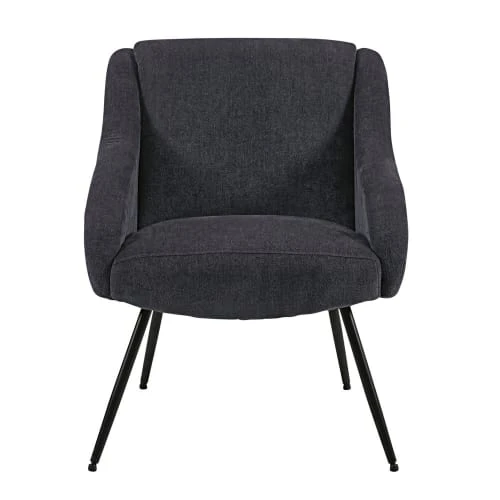 Maisons Du Monde Fauteuils Fauteuil Vintage En Velours Gris Et Métal 2 Maisons Du Monde Fauteuils Fauteuil Vintage En Velours Gris Et Métal – Image 2
