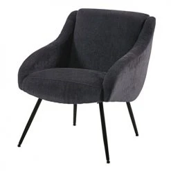 Maisons Du Monde Fauteuils Fauteuil Vintage En Velours Gris Et Métal