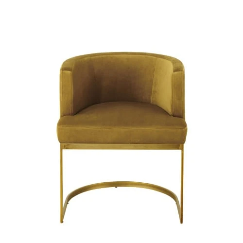 Maisons Du Monde Assises Fauteuil Vintage En Velours Jaune Moutarde 2 Maisons Du Monde Assises Fauteuil Vintage En Velours Jaune Moutarde – Image 2