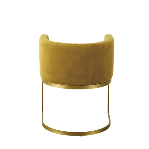 Maisons Du Monde Assises Fauteuil Vintage En Velours Jaune Moutarde 3 Maisons Du Monde Assises Fauteuil Vintage En Velours Jaune Moutarde – Image 3