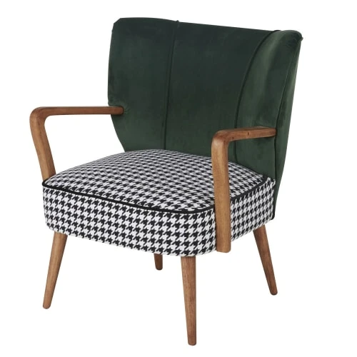 Fauteuil vintage en velours vert motifs pied de poule Maisons Du Monde Fauteuils Fauteuil Vintage En Velours Vert Motifs Pied De Poule -Magasin De Chaises fauteuil vintage en velours vert motifs pied de poule 1000 6 1 216399 1