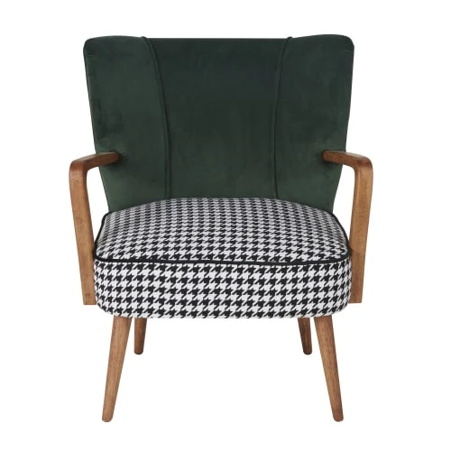 Fauteuil vintage en velours vert motifs pied de poule Maisons Du Monde Fauteuils Fauteuil Vintage En Velours Vert Motifs Pied De Poule -Magasin De Chaises fauteuil vintage en velours vert motifs pied de poule 1000 6 1 216399 2