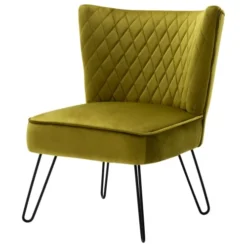 Moloo Fauteuils Fauteuil Vintage Velours Kaki Pieds Métal Noir