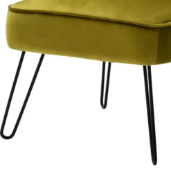 Moloo Fauteuils Fauteuil Vintage Velours Kaki Pieds Métal Noir -Magasin De Chaises fauteuil vintage velours kaki pieds metal noir 5