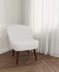 Magasin De Chaises -Magasin De Chaises petit fauteuil de salon blanc effet laine bouclee 1