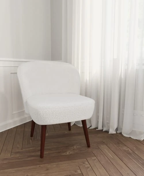 Petit fauteuil de salon, blanc effet laine bouclée Potiron Paris Fauteuils Petit Fauteuil De Salon, Blanc Effet Laine Bouclée -Magasin De Chaises petit fauteuil de salon blanc effet laine bouclee 1