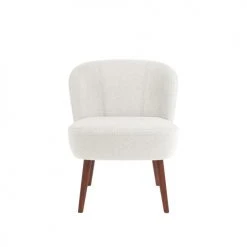 Potiron Paris Fauteuils Petit Fauteuil De Salon, Blanc Effet Laine Bouclée