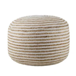Maisons Du Monde Poufs Pouf à Billes En Jute Et Coton à Spirales Blanches