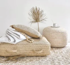 Maisons Du Monde Poufs Pouf à Billes En Jute Et Coton à Spirales Blanches -Magasin De Chaises pouf a billes en jute et coton a spirales blanches 1000 7 0 210535 3