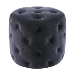 Maisons Du Monde Poufs Pouf Capitonné En Velours Noir