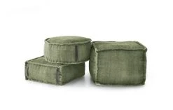 RNT By Really Nice Things Poufs Pouf Carré En Coton Revêtu Effet Lavé Vert. -Magasin De Chaises pouf carre en coton revetu effet lave vert 2