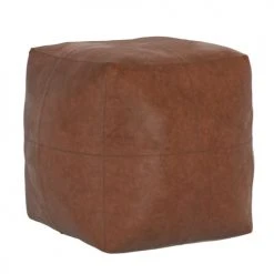 Rendez Vous Déco Poufs Pouf Carré En Cuir Camel -Magasin De Chaises pouf carre en cuir camel 5