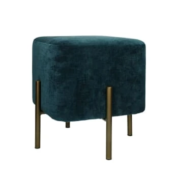 Pouf carré en velours vert Pomax Poufs Pouf Carré En Velours Vert -Magasin De Chaises pouf carre en velours bleu petrole 4