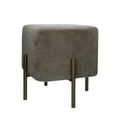 Pomax Poufs Pouf Carré En Velours Gris