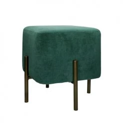 Pomax Poufs Pouf Carré En Velours Vert