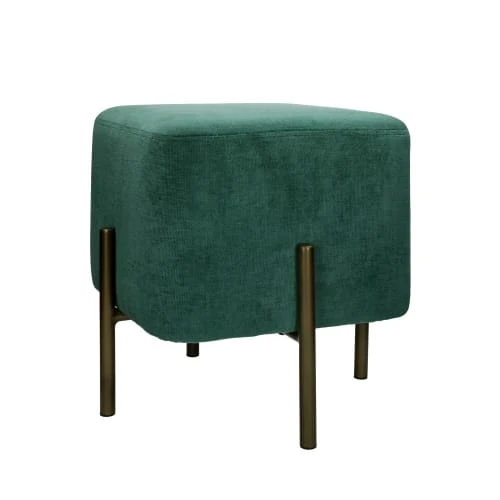 Pouf carré en velours vert Pomax Poufs Pouf Carré En Velours Vert -Magasin De Chaises pouf carre en velours vert 2