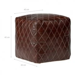 WOMO-DESIGN Poufs Pouf Carré, Marron, 40x40x40 Cm, En Cuir -Magasin De Chaises pouf carre marron 40x40x40 cm en cuir 2