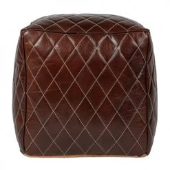 WOMO-DESIGN Poufs Pouf Carré, Marron, 40x40x40 Cm, En Cuir -Magasin De Chaises pouf carre marron 40x40x40 cm en cuir 4
