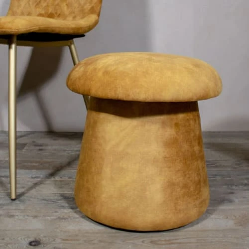 Pouf champignon en velours safran Pirouette Paris Poufs Pouf Champignon En Velours Safran -Magasin De Chaises pouf champignon en velours safran 1
